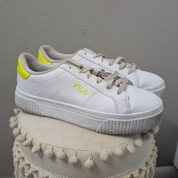 Fila Shoes - Fila Women's White Sneakers with Yellow Highlights
